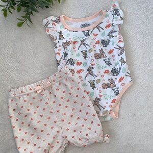 Disney Baby Bambi Onesie Set Bodysuit & Shorts EUC 18M
